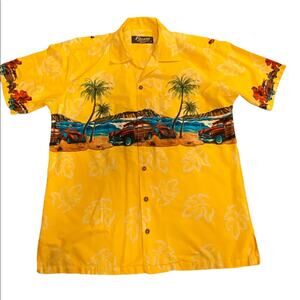 Favant Hawaiian Mens Size Large Casual Shirt Bright Yellow